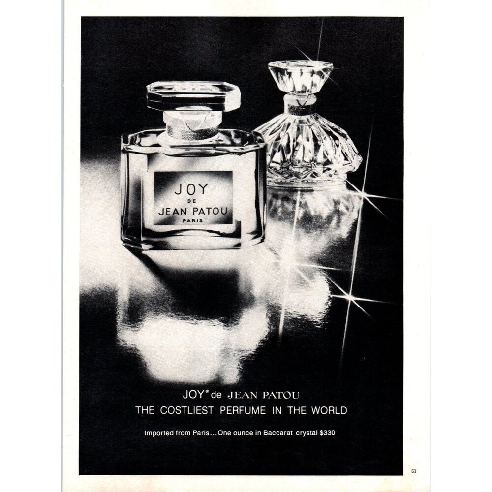 1981 Jean Patou Joy Paris Costliest Perfume in the World Vintage Print Ad Art